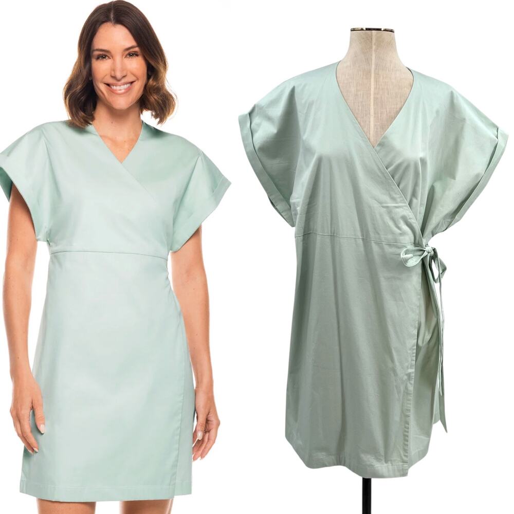 Coolibar Sunny Isles Wrap Dress Misty‎ Aqua Blue Green Size XXL